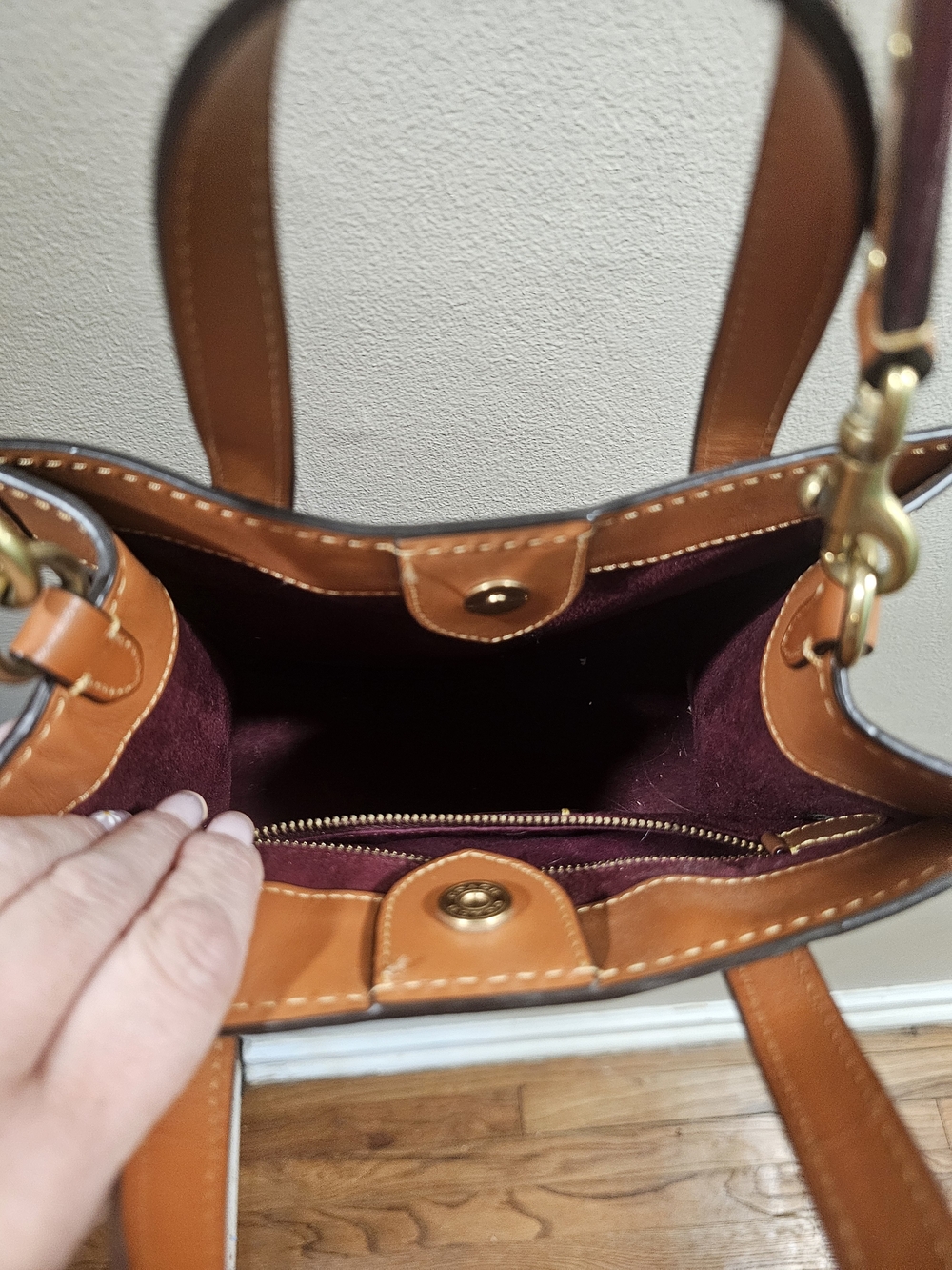 Coach Rainbow Signature Canvas Tote with Leather Trim - Picture 4 of 6
